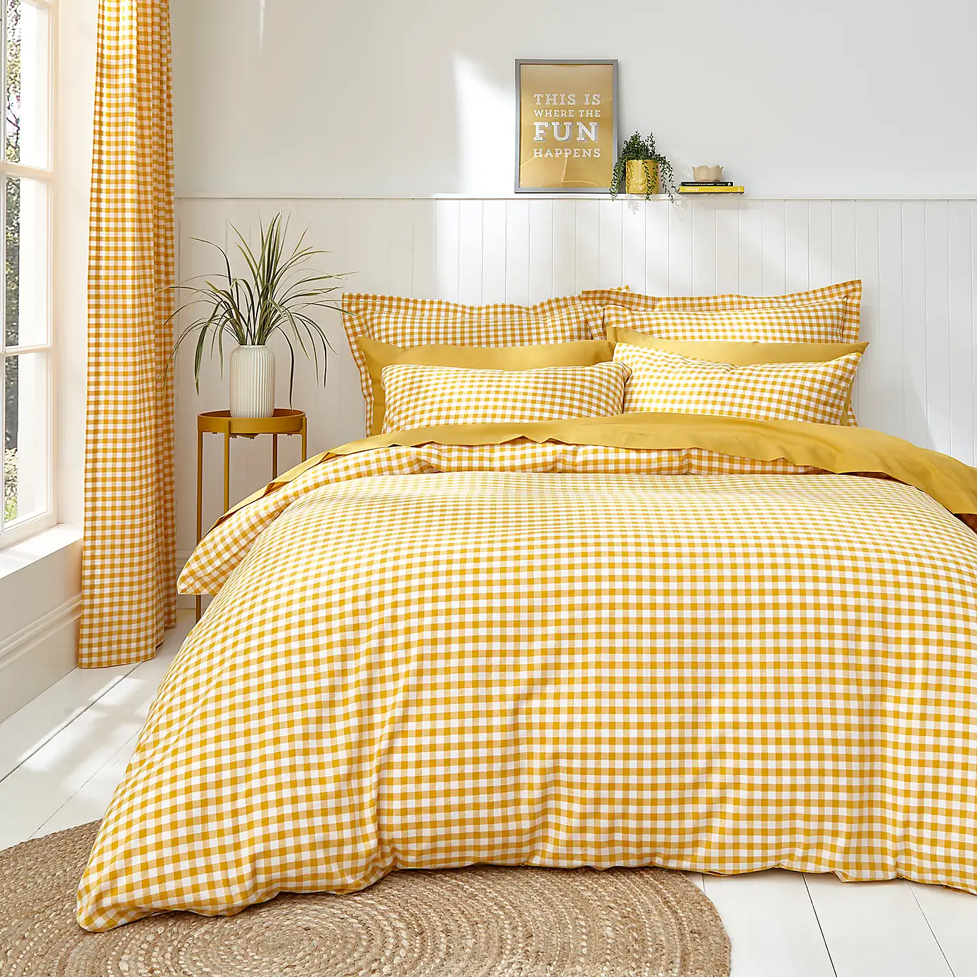 Dunelm, Portloe Woven Gingham Duvet Cover & Pillowcase Set