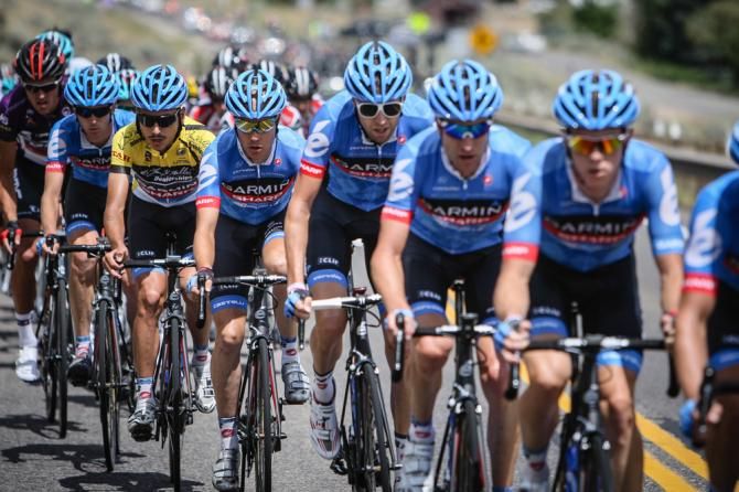 Lachlan Morton (Garmin-Sharp) sitting protected by his team