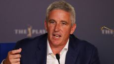 Jay Monahan speaks to the press at the 2019 Players Championship