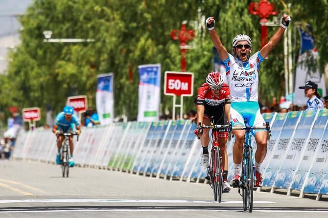 Thomas Vaubourzeix (Team La Pomme Marseille 13) celebrates his first pro win