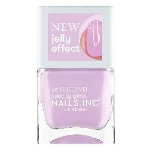 Nails Inc Ready to Jelly, Sheer Lilac Purple, Fast Drying, Long Lasting, High Shine, Chip Resistant, Translucent Jelly Effect, Air Dry Manicure, Cruelty Free, Jel Oh Jel Nail Polish, 14 Ml