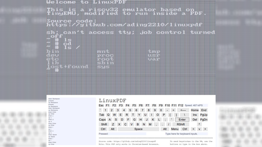 LinuxPDF, linux running in a PDF document