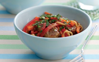 Sweet chilli pork with noodles