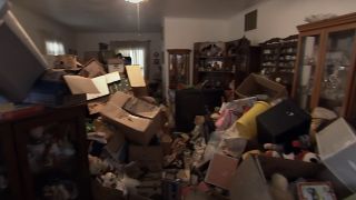 A cluttered room from Hoarders