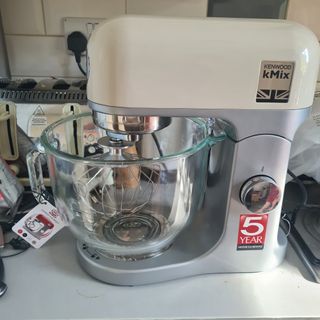 Kenwood kMix mixer in cream on kitchen counter