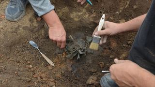 The "tintinnabulum" wind chime was found In debris from a large home in the ruins of the civilian city at the vast Viminacium archaeological site in the east of Serbia.