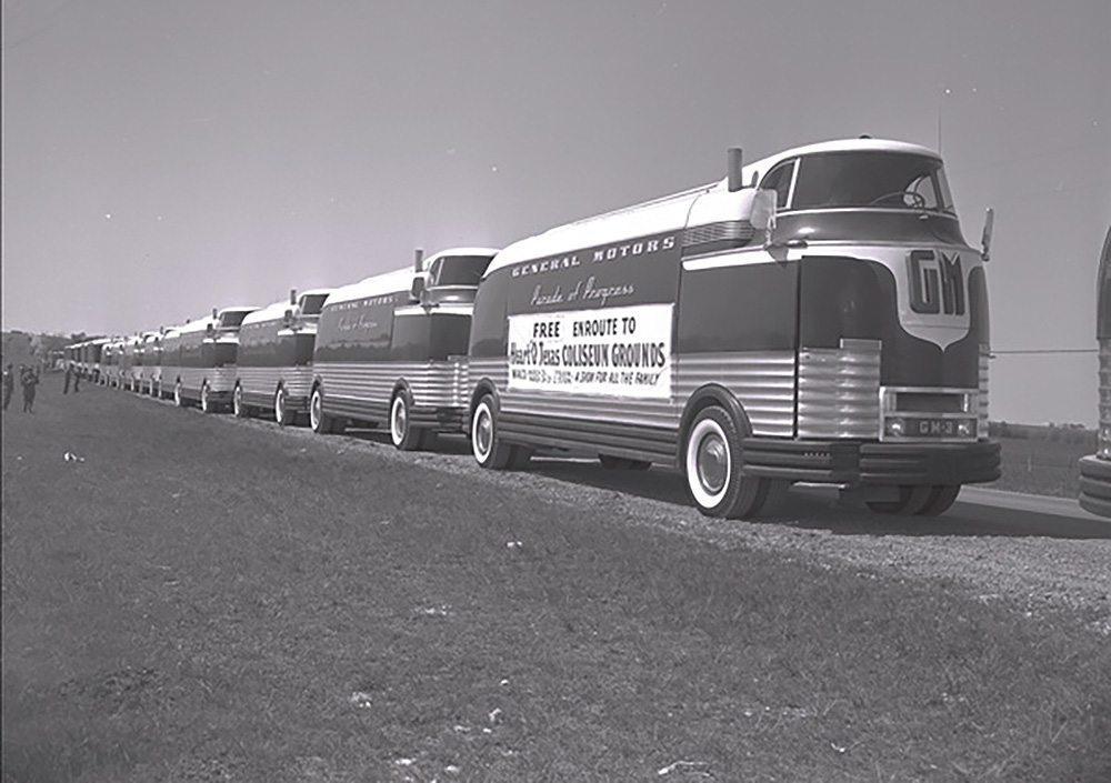 The Futurliners, a dozen custom-design exhibition buses built for GM's 'Parade of Progress' roadshow that ran from the 1930s to the 50s