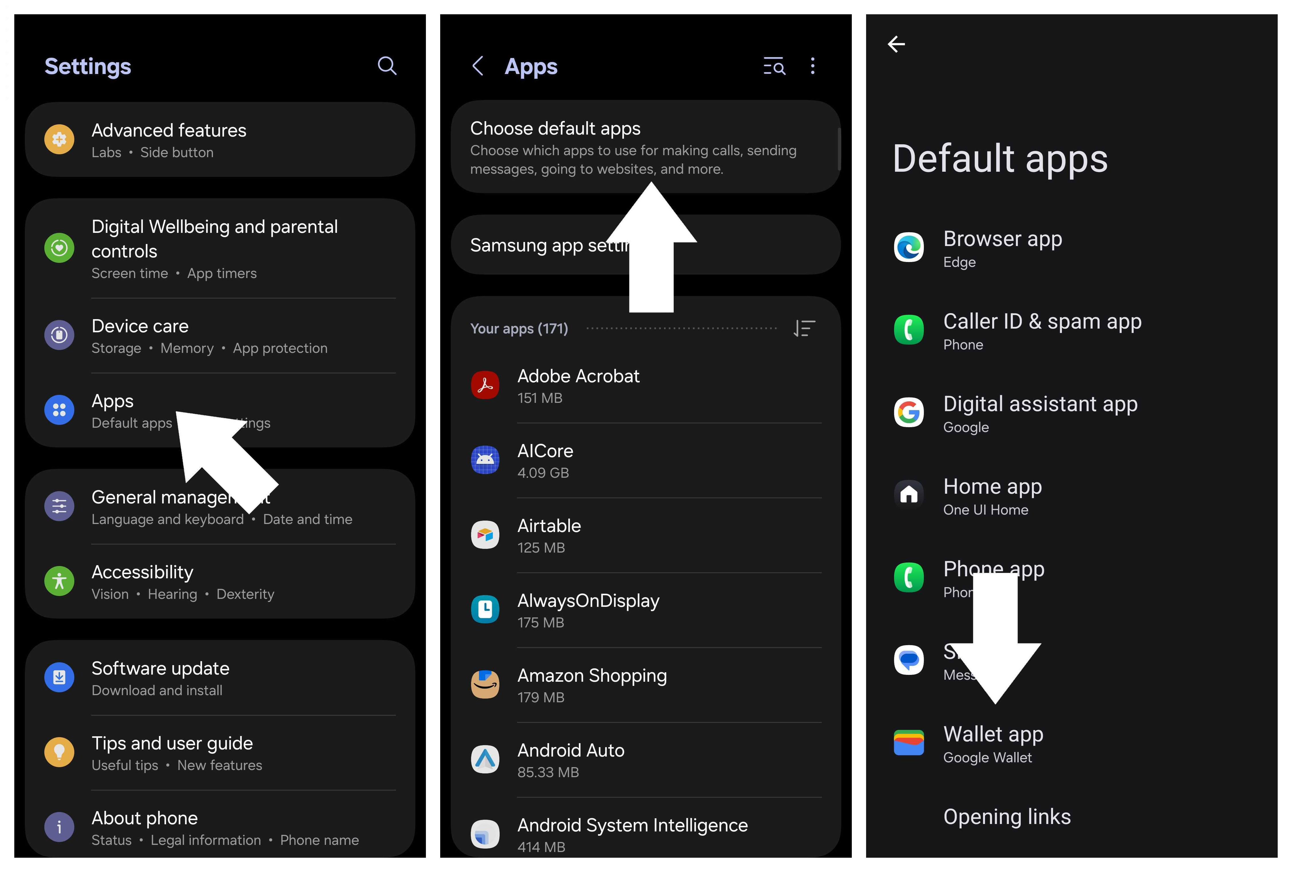 Default wallet app on a Samsung phone