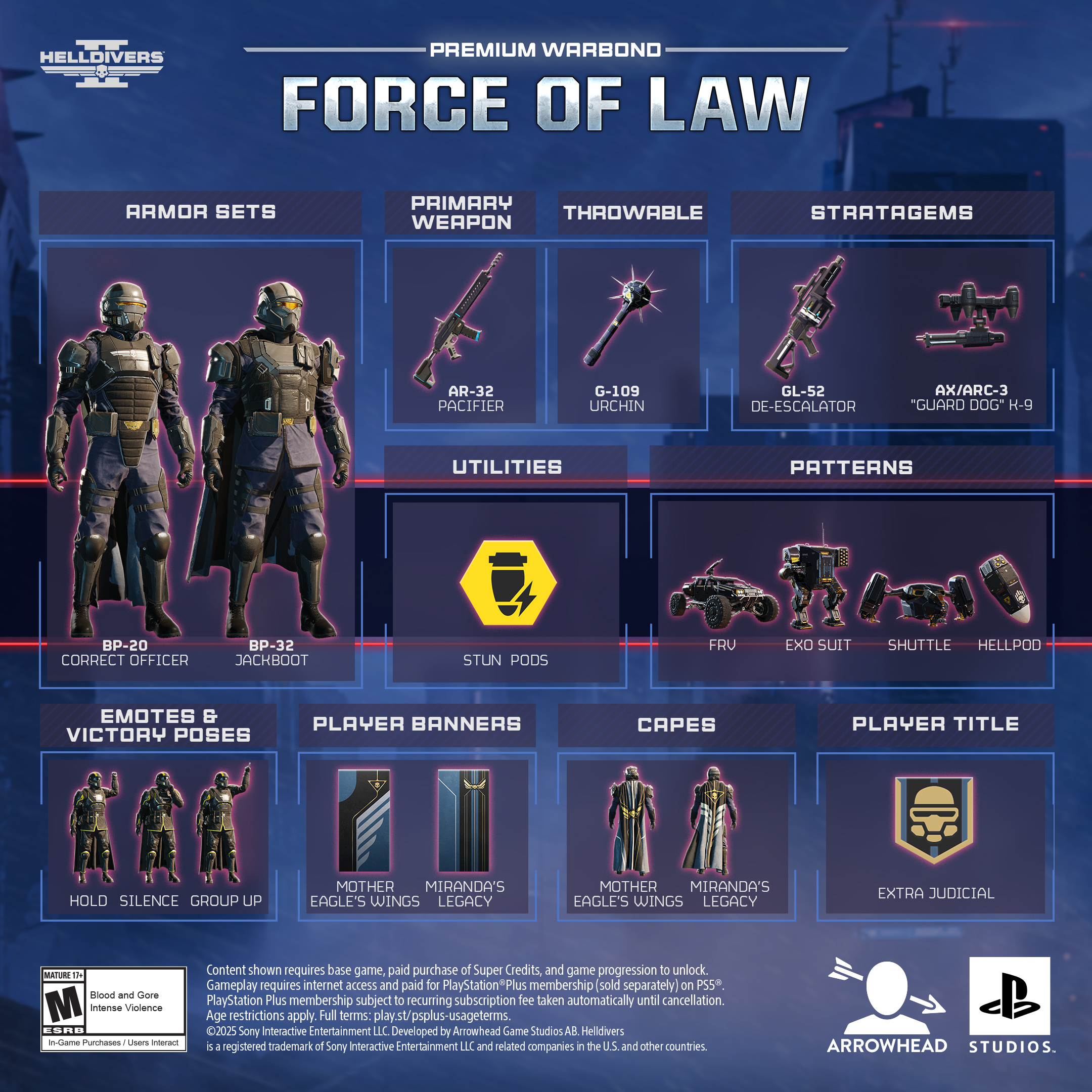 Helldivers 2 Force of Law warbond full contents