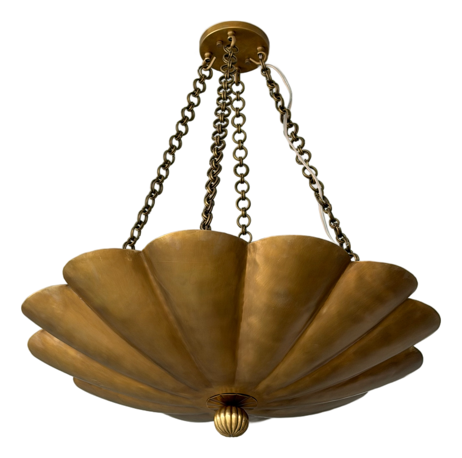 Handmade European Style Pure Brass Scalloped Pendant Light.