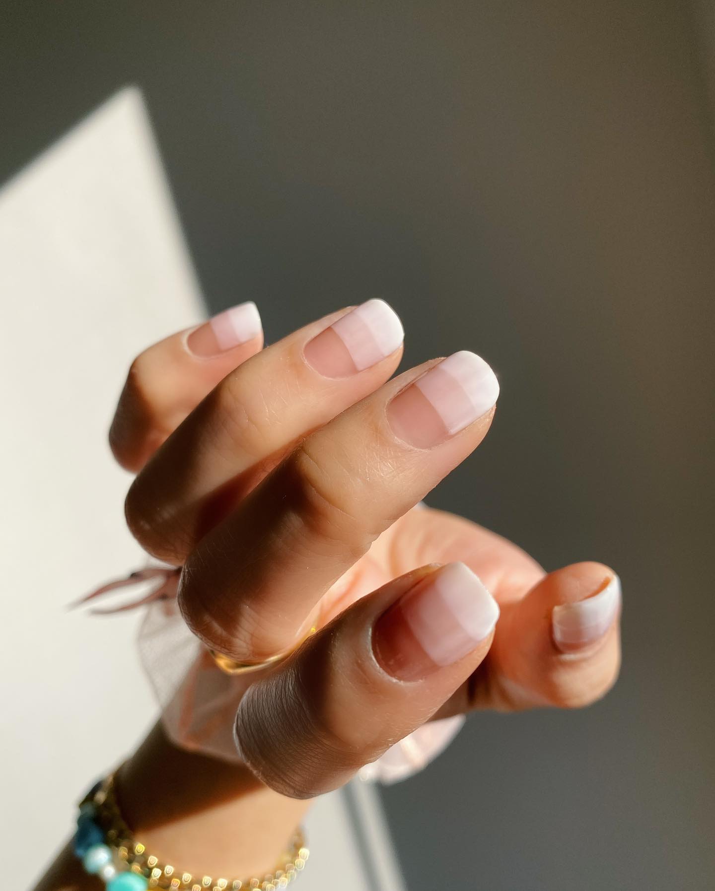A double french manicure by Hang Nguyen