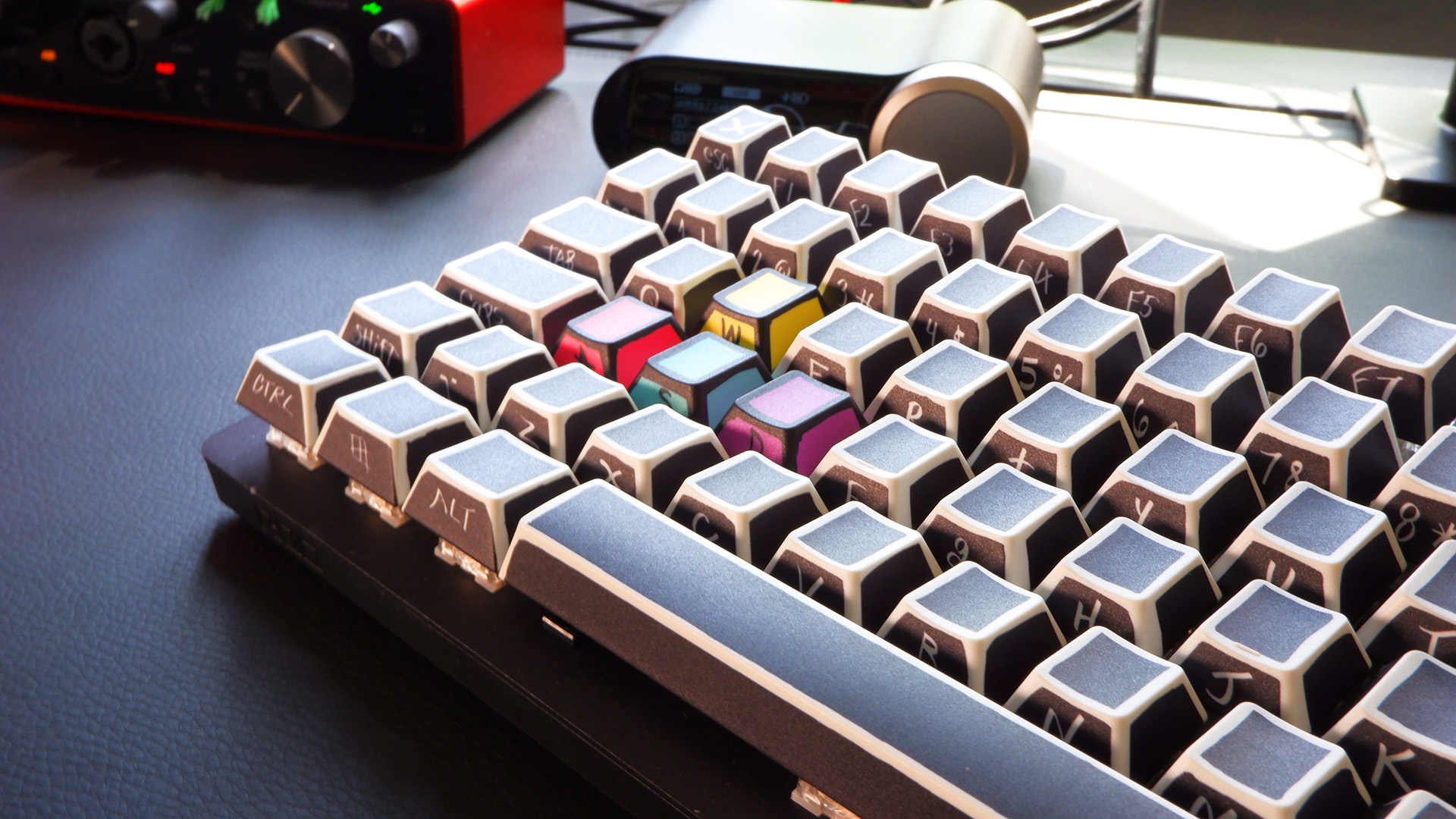 Glorious KeyCapsules keycap set, GPBT Sketch, on a gaming keyboard.