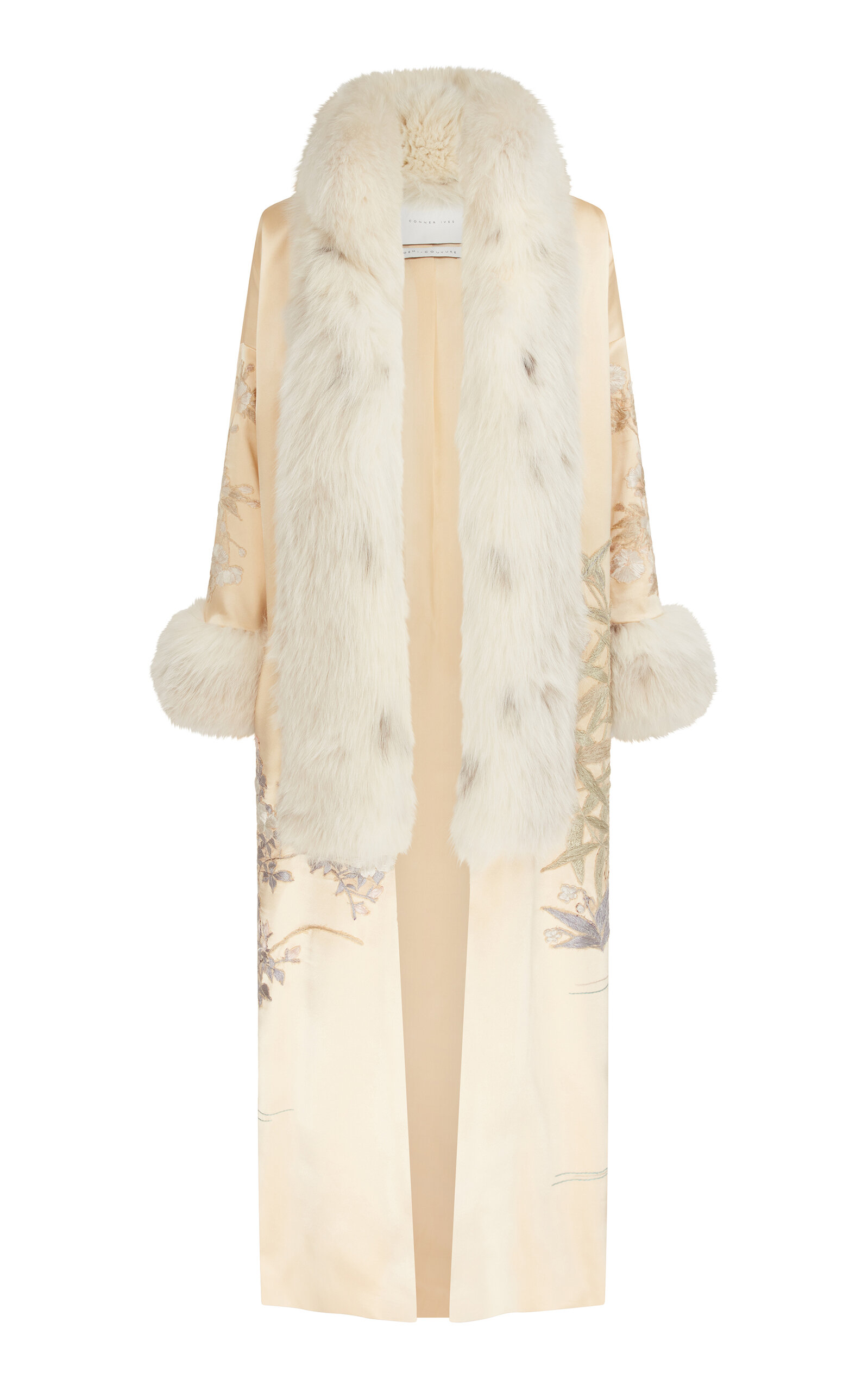 Fox Fur-Trimmed Silk Robe