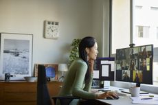 Businesswoman speaking during video conference