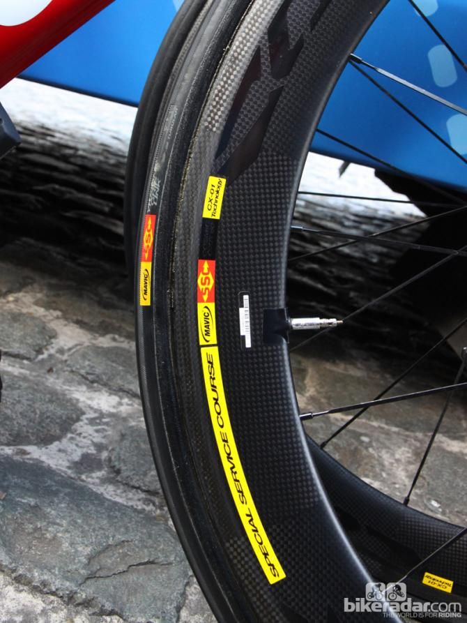 Mavic Cosmic CXR 80 carbon tubular wheels for Garmin-Sharp's Tyler Farrar