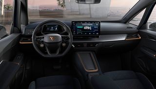 CUPRA Born interior view of steering wheel and dashboard