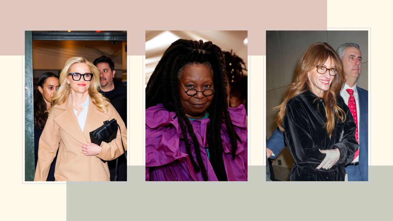 Reese Witherspoon, Whoopi Goldberg and Julia Roberts wearing eyeglasses