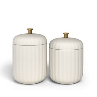 Fluted Stoneware 2-Piece Vanity Jar Set