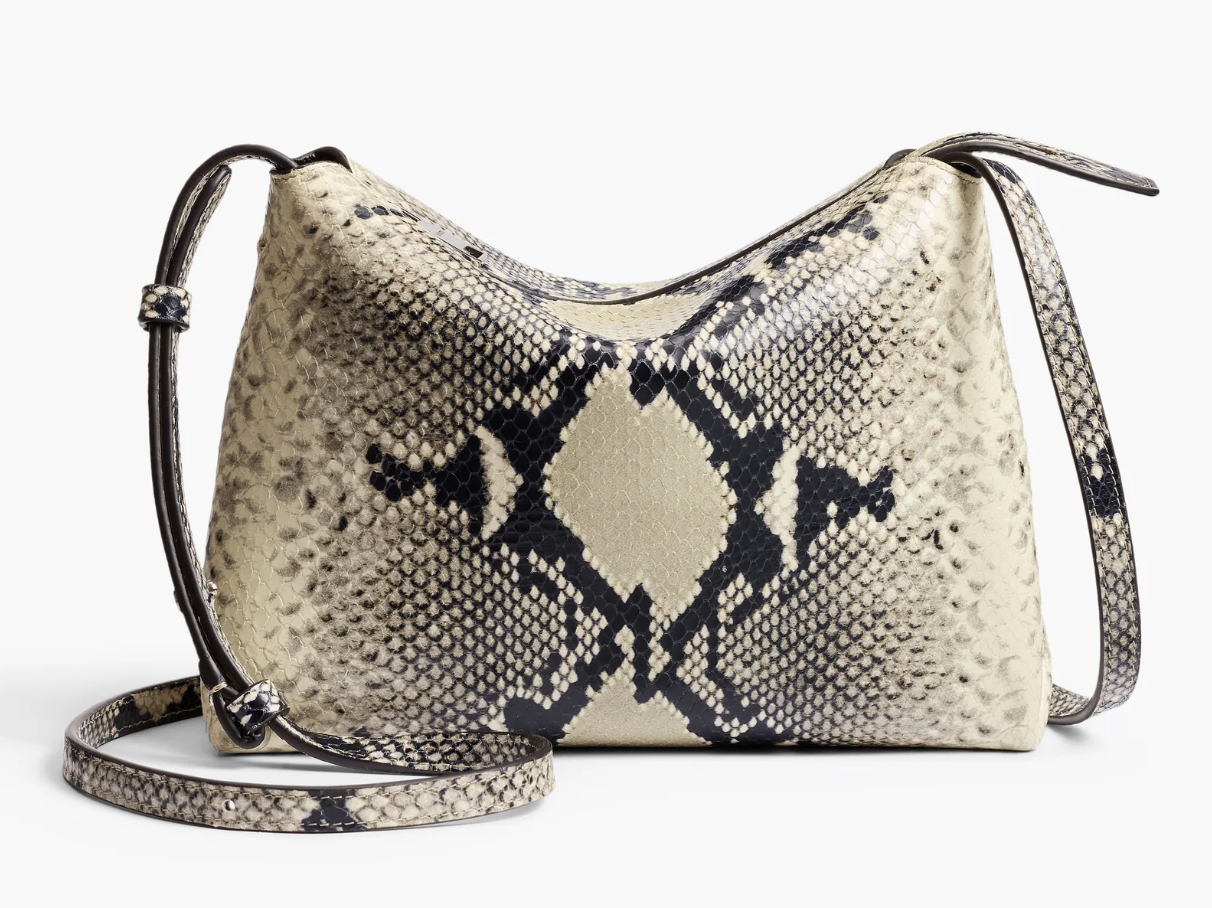 Khaite, Lina Crossbody Bag in Natural Python-Embossed Leather