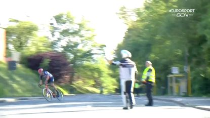 Bert Van Moer takes a wrong turn at the 2021 Ronde van Limburg