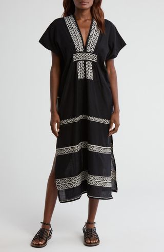 Gasira V-Neck Cotton Cover-Up Caftan