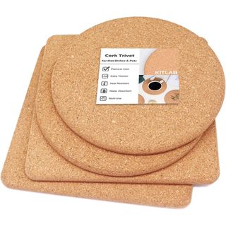 set of four round and square cork placemats