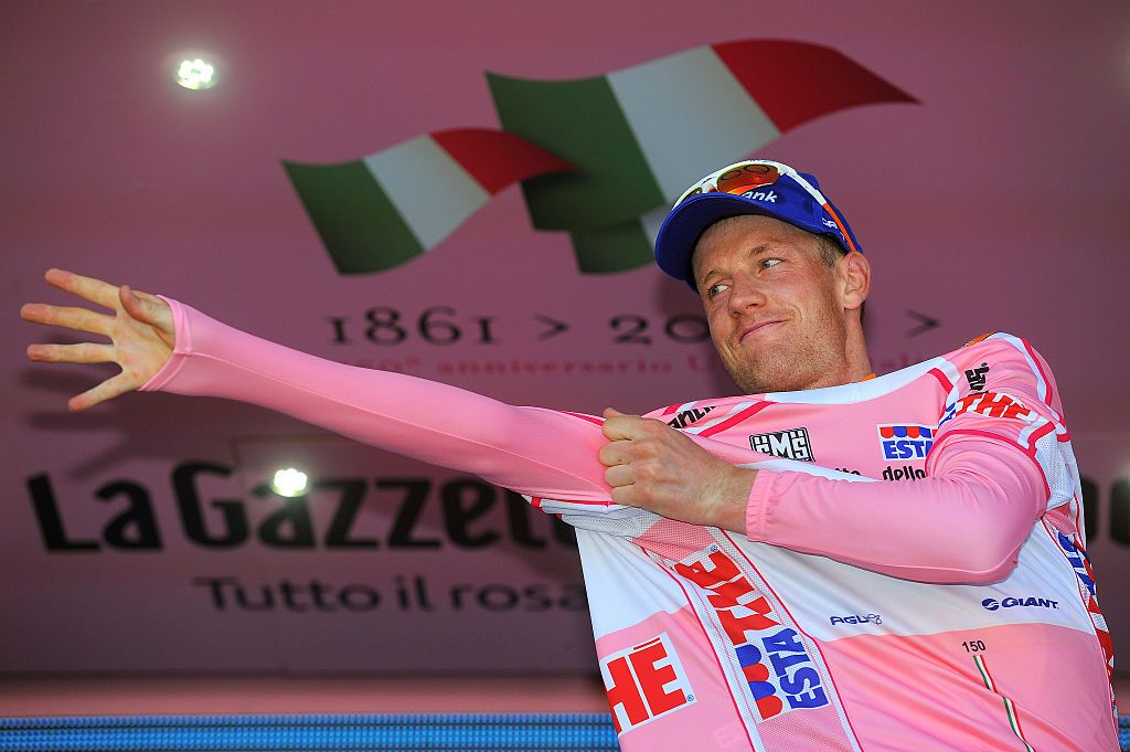 Cycling : 94th Giro Italia 2011/ Stage 5
Podium / WEENING Pieter (NED) Pink Jersey / Celebration Joie Vreugde /
Piombino - Orvieto (191 Km)/
Tour of Italie / Tour d&#039;Italie / d&#039;Italia / Ronde van Italie / Etape Rit/(c)Tim De Waele
