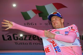 Cycling : 94th Giro Italia 2011/ Stage 5
Podium / WEENING Pieter (NED) Pink Jersey / Celebration Joie Vreugde /
Piombino - Orvieto (191 Km)/
Tour of Italie / Tour d'Italie / d'Italia / Ronde van Italie / Etape Rit/(c)Tim De Waele
