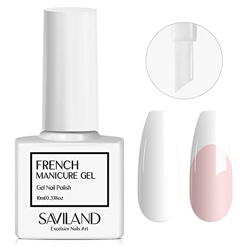 Saviland French Gel Nail Polish: 1pc 10 Ml White Gel Polish Easy French Smile Line in 5s French Tip Nail Tool French Nails U V Led Gel French Tip Nail Art Nail Supplies for Starter Professional Gift