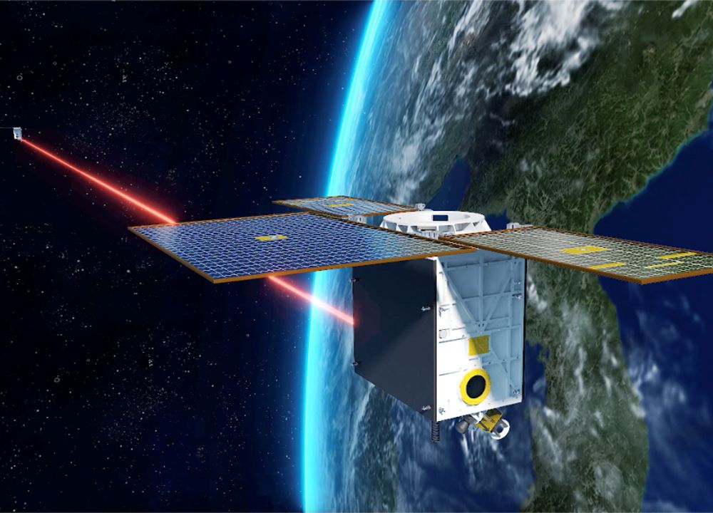 An illustration of the two Xingyun-2 satellites, called Xingyun-2 1 and Xingyun-2 2, in orbit. The China Aerospace Xingyun Technology satellites are the first of a narrow-band satellite communications system.