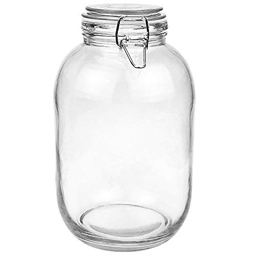 Folinstall Gallon Glass Jar With Airtight Lid - Large Mason Jar for Pickled Eggs, Kombucha, Limoncello, Sun Tea (extra Gasket)