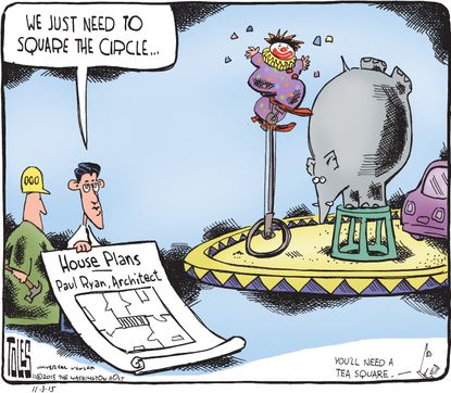 Political cartoon U.S. Paul Ryan House Plans