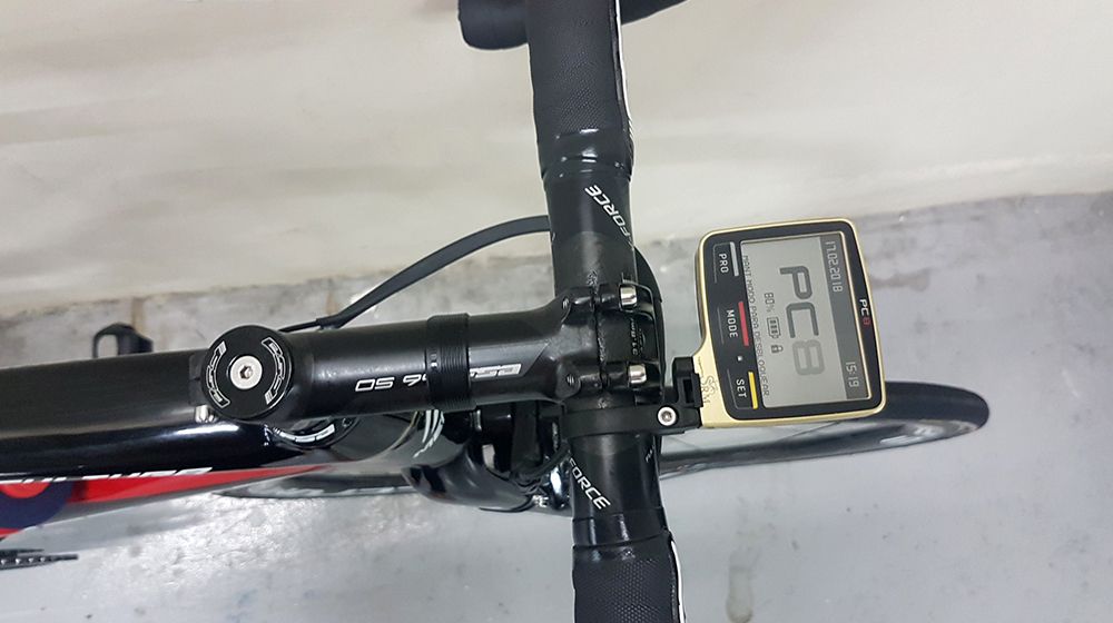 Each Bahrain-Merida rider has a gold SRM PC-8 head unit to accompany their power meter
