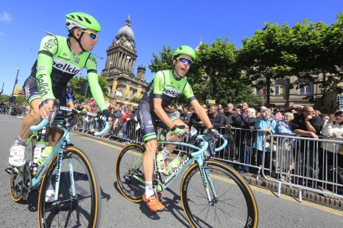The Belkin riders head to the stage start