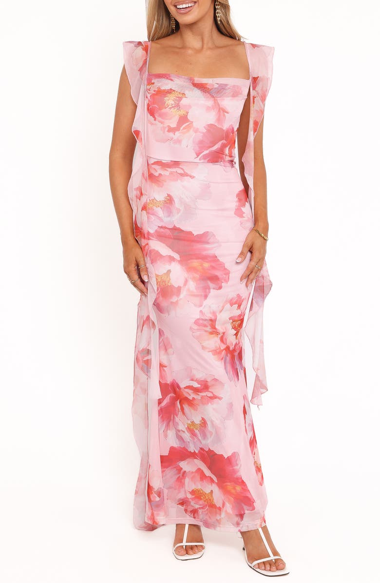 Chiara Floral Flutter Ruffle Maxi Dress