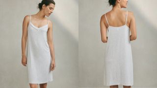 jersey nightgown, camisole silhouette in light grey