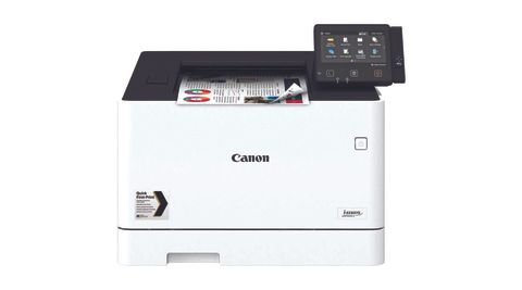 A Canon i-Sensys LBP664Cx seen from the front against a white background