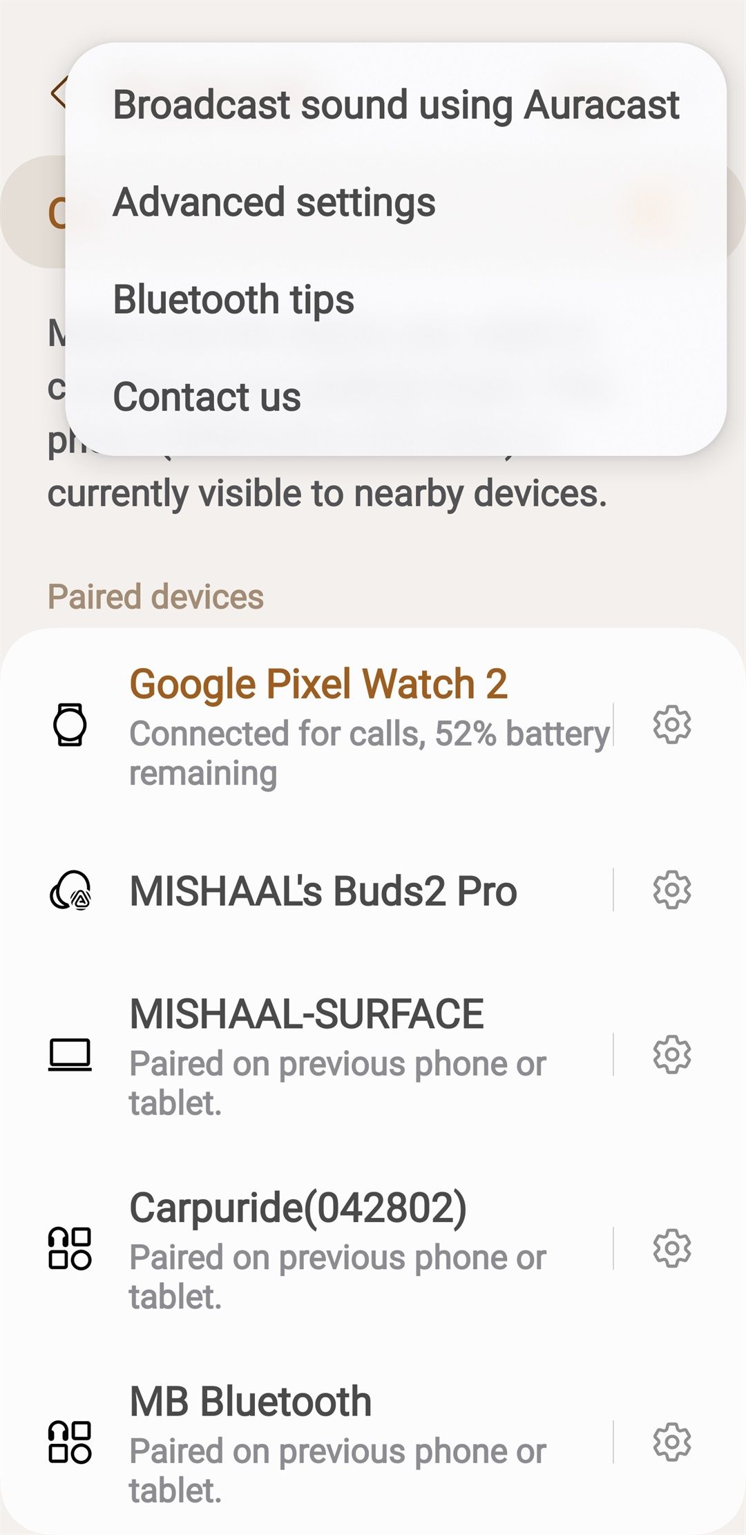 Bluetooth settings in One UI 6.1