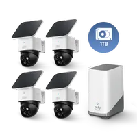Eufy SoloCam S340 (4-Cam Pack) + HomeBase S380+ 1 TB Hard Drive