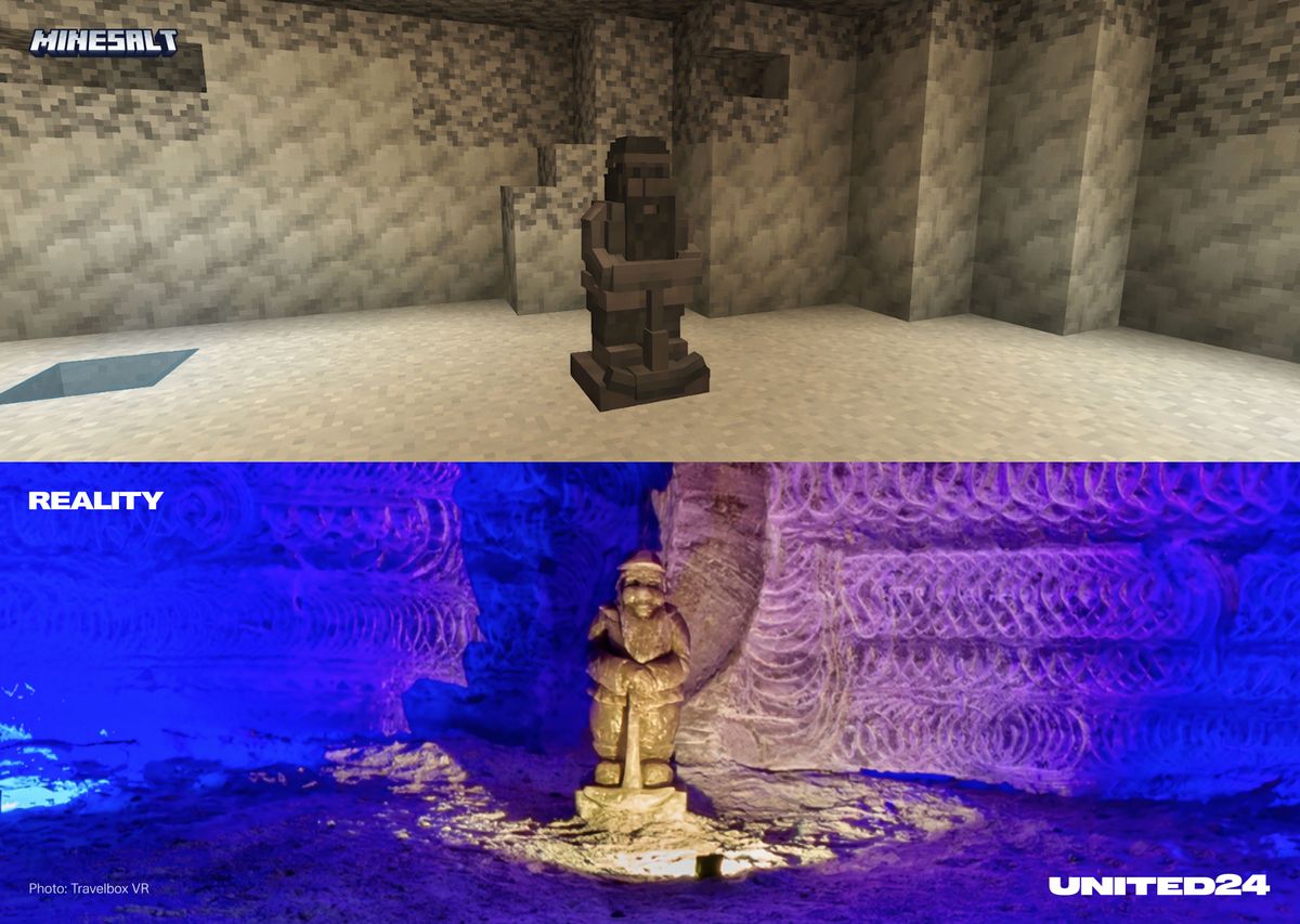 Minesalt screenshot - a recreation of the Soledar salit mines in Minecraft