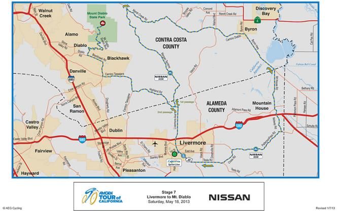 2013 Amgen Tour of California - Stage 7 map