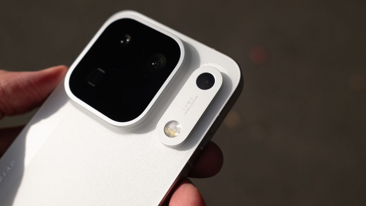 Close-up of the Oppo Find X10 Pro Max rear camera area, focusing on the separate LUMO camera system module and flash.