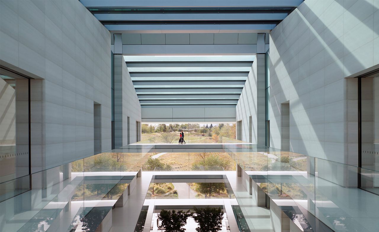 Interior view of Apple Park from the fourth-floor corridor