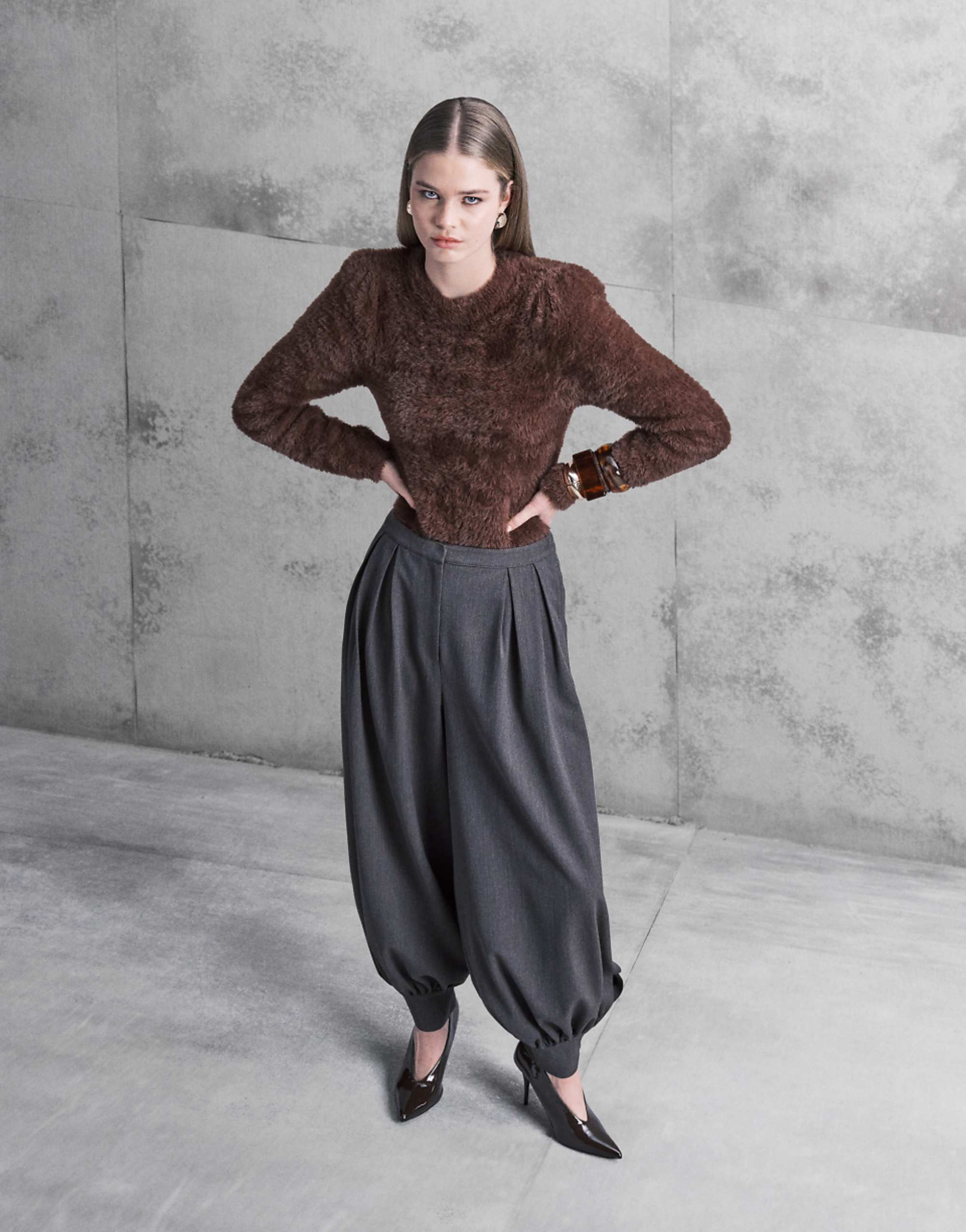 Asos Design Bubble Trouser With Cuffed Hem in Charcoal