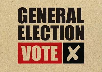 General election banner with the word vote and a check box next to it