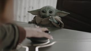 Grogu trying to give himself a snack in The Mandalorian and Grogu. 