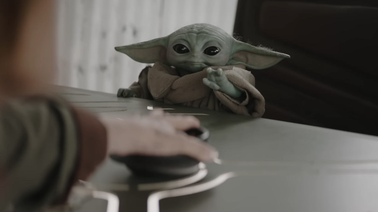 Grogu trying to give himself a snack in The Mandalorian and Grogu.