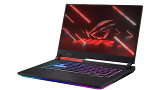 A Asus ROG Strix G15 laptop on a white backdrop