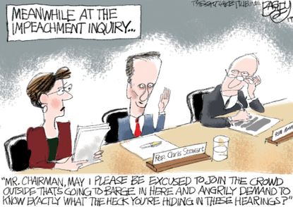Political Cartoon U.S. Chris Stewart Gaetz Trump impeachment hearings