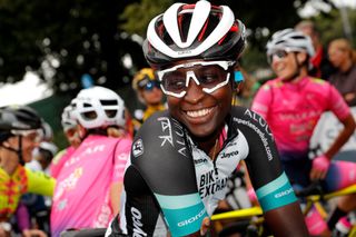 SWEIKHUIZEN NETHERLANDS AUGUST 28 Teniel Campbell of Trinidad And Tobago and Team BikeExchange prepares for the race prior to the 23rd Simac Ladies Tour 2021 Stage 4 a 1489km stage from Geleen to Sweikhuizen SLT2021 UCIWWT on August 28 2021 in Sweikhuizen Netherlands Photo by Bas CzerwinskiGetty Images